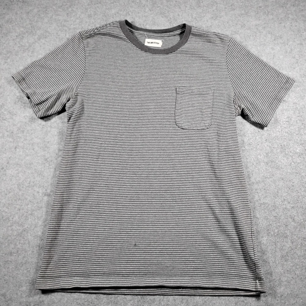 Taylor Stitch Striped Pocket Tee Men's 40 M Gray Short Sleeve Crewneck T-Shirt